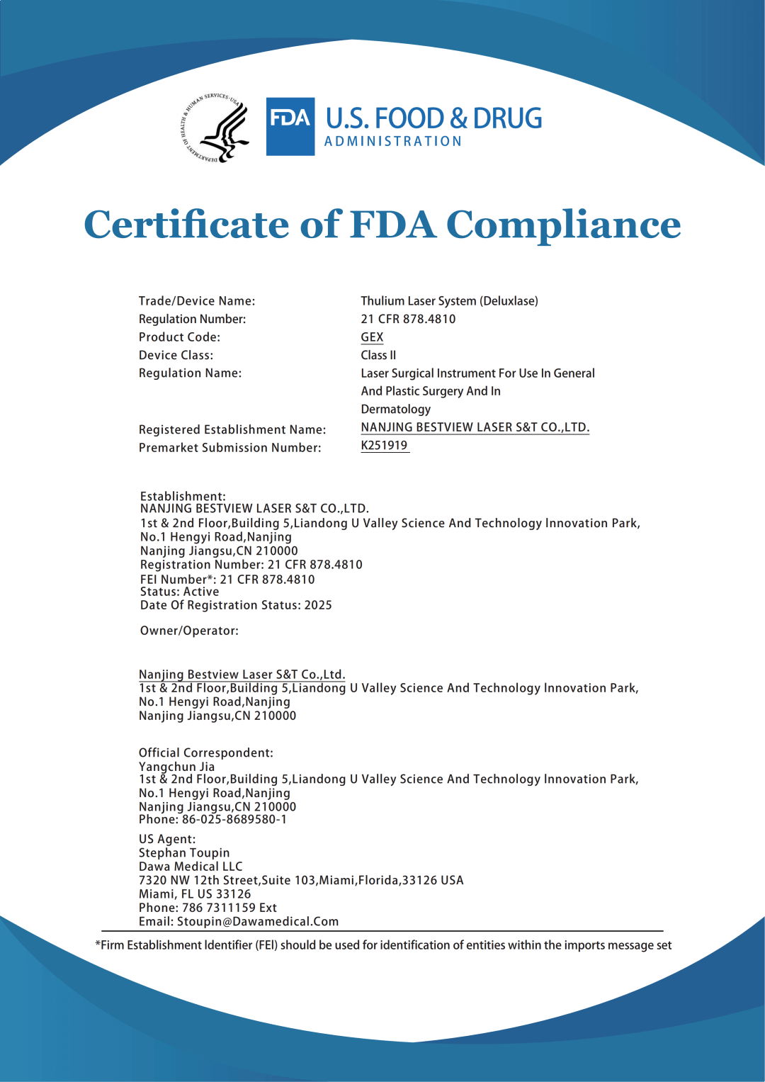 China's first FDA-certified thulium laser skin treatment system